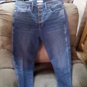 Madewell 10' High Rise Skinny Women's Jeans Size 34 Dark Blue Wash Casual Pants.